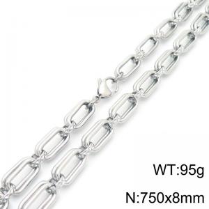 8mm 750mm Fashion Stainless Steel Geometric Square Necklace Silver Color - KN290021-Z