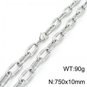 Handmade chain fashionable and atmospheric necklace O-shaped chain screw buckle stainless steel necklace 10mm wide - KN290035-Z