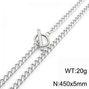 Stainless steel OT buckle necklace - KN290067-Z