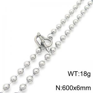 Fashionable and personalized design stainless steel 6mm round bead chain paired with heart-shaped OT buckle necklace - KN290074-Z