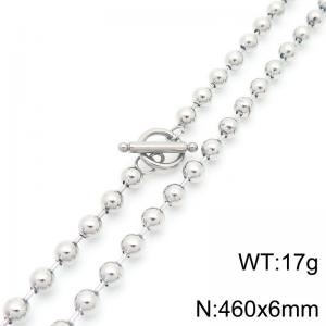 Fashionable and personalized design with stainless steel 6mm round bead chain and OT buckle necklace - KN290076-Z