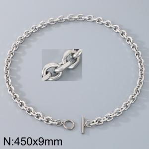 Stainless steel OT buckle edged 0-chain necklace - KN290091-Z