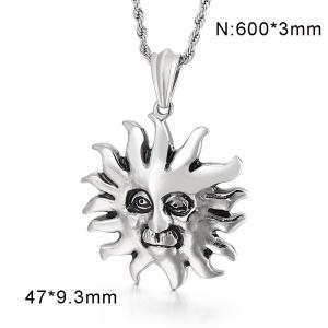 Rock Hip Hop Sun Guardian Stainless Steel Men's Necklace - KN290281-KJX