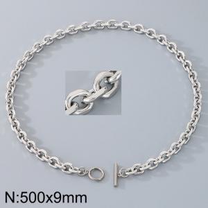 Stainless steel OT buckle edged 0-chain necklace - KN290291-Z