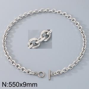 Stainless steel OT buckle edged 0-chain necklace - KN290292-Z