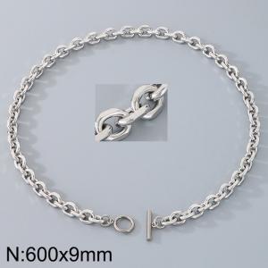 Stainless steel OT buckle edged 0-chain necklace - KN290293-Z