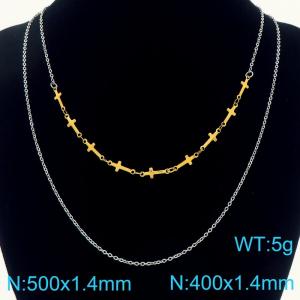500x1.4MM  Women Stainless Steel O-Chain Necklace Double Chain DIY Waterproof Jewelry - KN290434-Z