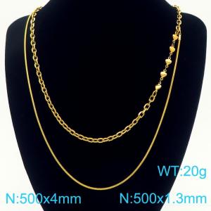 500x1.4MM  Women Stainless Steel O-Chain Necklace Double Chain DIY Waterproof Jewelry - KN290440-Z