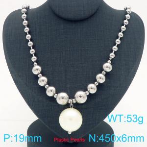 Cross border European and American fashion women's jewelry personalized stainless steel plastic pearl necklace - KN290571-Z