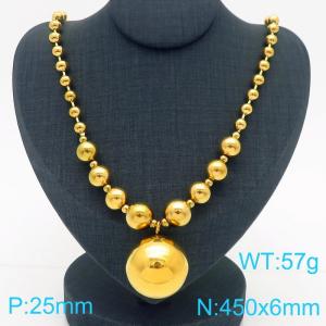 Cross border European and American fashion women's jewelry personalized stainless steel round bead necklace - KN290572-Z