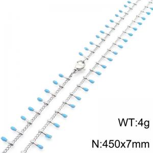 7mm Stainless Steel Fashion Blue Match Necklace - KN290795-Z