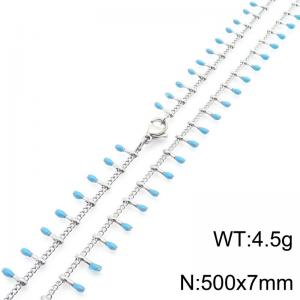 7mm Stainless Steel Fashion Blue Match Necklace - KN290796-Z