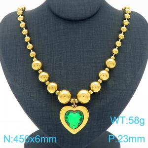 European and American cross-border personalized fashion exaggerated design gold-plated bead necklace peach heart pendant - KN290852-Z