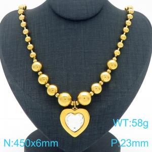 European and American cross-border personalized fashion exaggerated design gold-plated bead necklace peach heart pendant - KN290855-Z