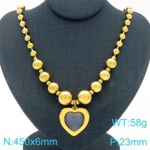 European and American cross-border personalized fashion exaggerated design gold-plated bead necklace peach heart pendant - KN290857-Z