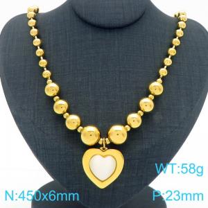 European and American cross-border personalized fashion exaggerated design gold-plated bead necklace peach heart pendant - KN290858-Z