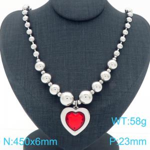 European and American cross-border personalized fashion exaggerated design bead necklace peach heart pendant - KN290864-Z