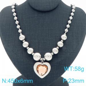 European and American cross-border personalized fashion exaggerated design bead necklace peach heart pendant - KN290865-Z