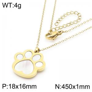 Puppy Foot Print Pendant Stainless Steel Necklace For Women Girl Cute Gold Silver Color Party Jewelry Gift Wholesale - KN290885-GC