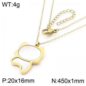 Cat Pendant Stainless Steel Necklace For Women Girl Fashion Cute Gold Silver Color Party Jewelry Gift Wholesale - KN290889-GC