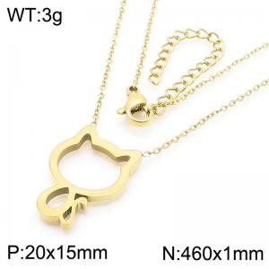 Cat Pendant Stainless Steel Necklace For Women Girl Fashion Cute Gold Silver Color Party Jewelry Gift Wholesale - KN290900-GC