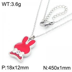 Red Rabbit Pendant Stainless Steel Necklace For Women Girl Gold Silver Color Party Jewelry Wholesale - KN290901-GC