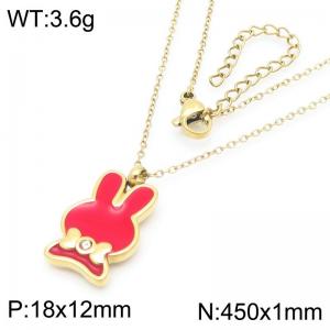 Red Rabbit Pendant Stainless Steel Necklace For Women Girl Gold Silver Color Party Jewelry Wholesale - KN290902-GC