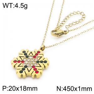 Snowflake Pendant Stainless Steel Necklace For Women Girl Shiny Zircon Gold Silver Color Party Jewelry Gift Wholesale - KN290904-GC