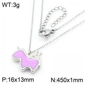 Unicorn Pendant Stainless Steel Necklace For Women Girl Fashion Cute Purple Gold Silver Color Party Jewelry Gift Wholesale - KN290911-GC