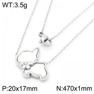 Puppy Pendant Stainless Steel Necklace For Women Girl Gold Silver Color Party Jewelry Wholesale - KN290914-GC