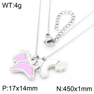 Unicorn Pendant Stainless Steel Necklace For Women Girl Fashion Cute Purple Gold Silver Color Party Jewelry Gift Wholesale - KN290920-GC