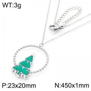 Christmas Tree Pendant Stainless Steel Necklace For Women Girl Gold Silver Color Party Jewelry Christmas Gift Wholesale - KN290932-GC