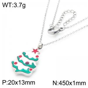 Christmas Tree Pendant Stainless Steel Necklace For Women Girl Gold Silver Color Party Jewelry Christmas Gift Wholesale - KN290936-GC