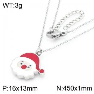 Christmas Santa Claus Pendant Stainless Steel Necklace For Women Girl Gold Silver Color Party Jewelry Christmas Gift Wholesale - KN290938-GC