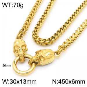 Hip hop style stainless steel men's skull necklace - KN291013-Z