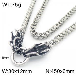 Hip hop style stainless steel men's dragon head necklace - KN291031-Z