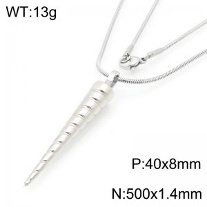 European and American fashion personality stainless steel snake bone chain hanging conch pendant temperament silver necklace - KN291233-K