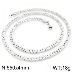 Fashionable stainless steel 550 × 4mm creative flat Cuban chain lobster buckle jewelry charm silver necklace - KN291235-Z