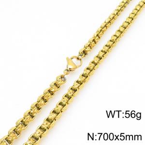 700 × 5mm stainless steel simple and fashionable creative wrinkled square pearl chain lobster buckle jewelry charm gold necklace - KN291246-Z