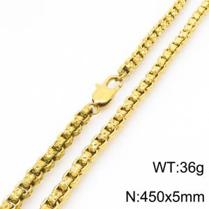 450 × 5mm stainless steel simple and fashionable creative wrinkled square pearl chain Japanese buckle jewelry charm gold necklace - KN291255-Z