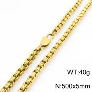 500 × 5mm stainless steel simple and fashionable creative wrinkled square pearl chain Japanese buckle jewelry charm gold necklace - KN291256-Z