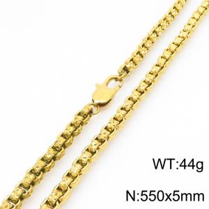 550 × 5mm stainless steel simple and fashionable creative wrinkled square pearl chain Japanese buckle jewelry charm gold necklace - KN291257-Z