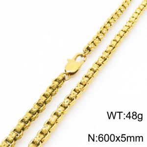 600 × 5mm stainless steel simple and fashionable creative wrinkled square pearl chain Japanese buckle jewelry charm gold necklace - KN291258-Z