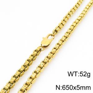 650 × 5mm stainless steel simple and fashionable creative wrinkled square pearl chain Japanese buckle jewelry charm gold necklace - KN291259-Z