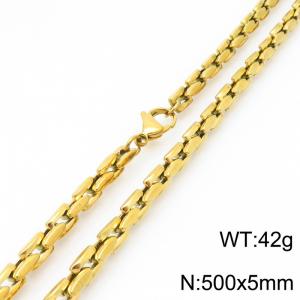 5mm Stainless Steel Link Chain Necklaces For Men And Women Simple Fashion Gold Color Jewelry - KN291382-Z