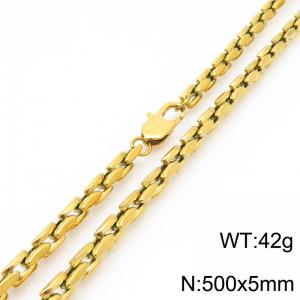 5mm Stainless Steel Link Chain Necklaces For Men And Women Simple Fashion Gold Color Jewelry - KN291396-Z