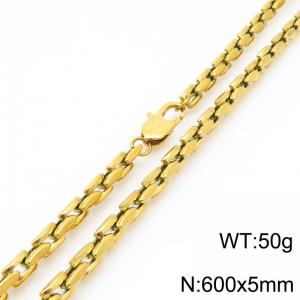 5mm Stainless Steel Link Chain Necklaces For Men And Women Simple Fashion Gold Color Jewelry - KN291398-Z