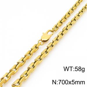 5mm Stainless Steel Link Chain Necklaces For Men And Women Simple Fashion Gold Color Jewelry - KN291400-Z