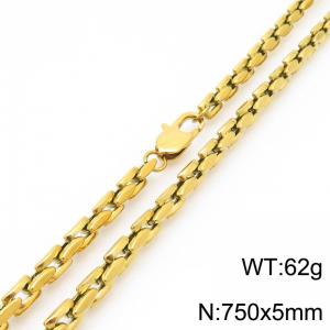 5mm Stainless Steel Link Chain Necklaces For Men And Women Simple Fashion Gold Color Jewelry - KN291401-Z