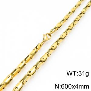 4mm Stainless Steel Link Chain Necklaces For Men And Women Simple Fashion Gold Color Jewelry - KN291412-Z